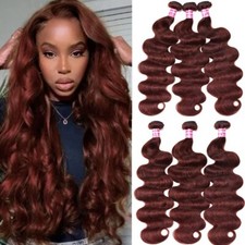 UNice Malaysian Reddish Brown Body Wave Bundles Human Hair Extensions Weave Weft