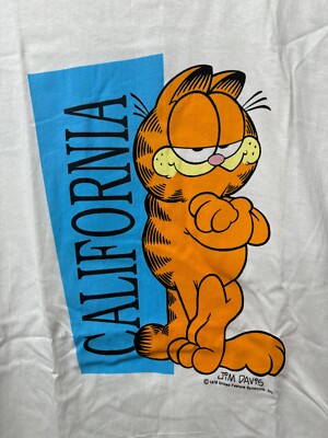 Velva Sheen Vintage California Garfield Plain White Tee Sz: M | eBay