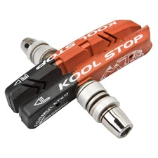 KOOL STOP MOUNTAIN BRAKE PADS THREADED POSTS MTB BIKE BLACK/SALMON DUAL-COMPOUND