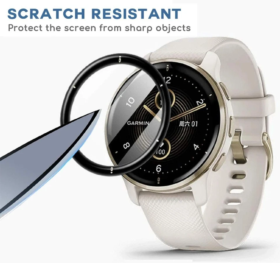 2x Película Protectora de Pantalla de Cubierta Completa 3D para Garmin Venu 2 Plus/Venu 2/Venu 1 Foto 4 de 4