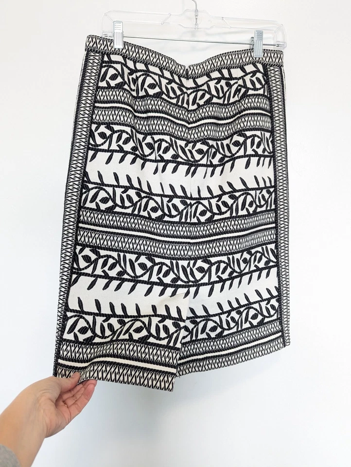 Falda Tory Burch Mujer 4 Negra Bordada Lápiz Boho Madura Oficina Carrera Foto 3 de 4