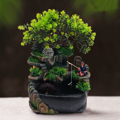 Indoor Water Fountains Zen Desk Rockery Waterfall Fountain Tabletop Ornament NEW