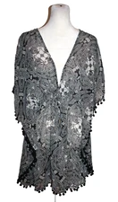 WAVE ZONE Swim Cover-Up Cover Women's Size Small S Black & White Sheer Boho