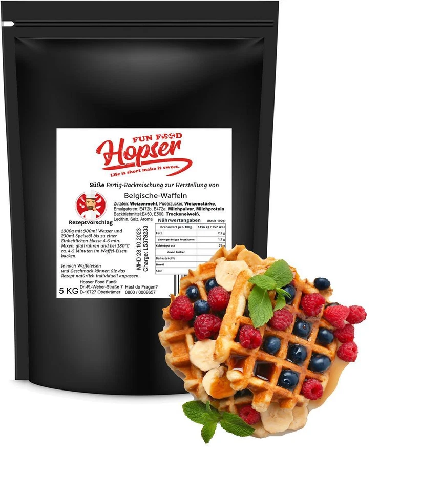 (5,39 EUR/kg) Gastrobeutel Belgische Waffeln Backmischung 5 Kg Frischebeutel