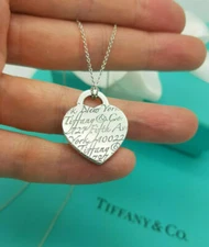 Tiffany & Co. New York Notes Heart Tag Charm Pendant 20" Necklace in Silver