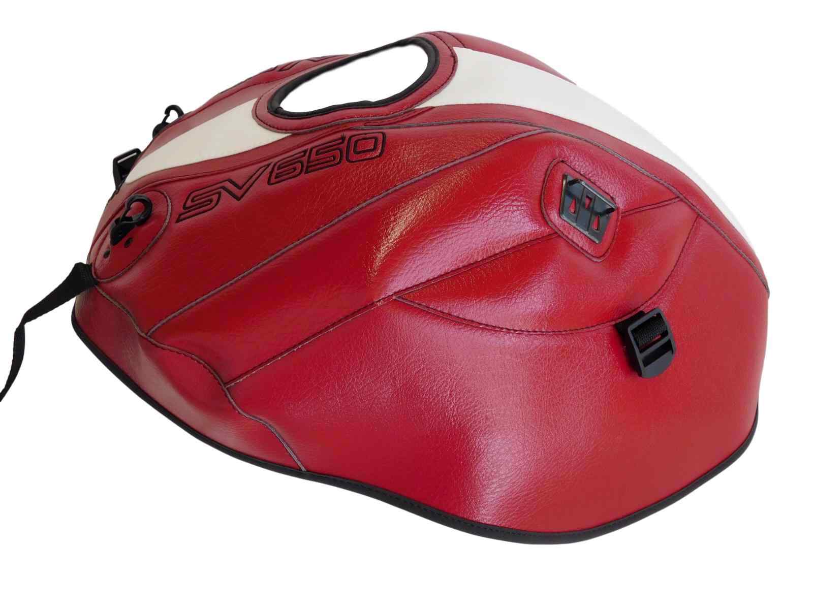 Housse de réservoir Suzuki SV650 Top Sellerie France rouge pour balade et voyage en roadster