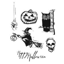 Tim Holtz Stampers Anonymous "CARVED HALLOWEEN" Rubber Cling Stamp Set- CMS197