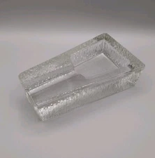 Pipe or Cigar holder - Ashtray, Heavy Weight Clear Textured Glass Ice Block Look