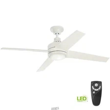 Mercer 52 in. Integrated LED Indoor White Ceiling Fan with Light Kit and Remote 