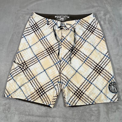 Lost Board Shorts Mens Size 32 Waist Beige White Geometric Surf