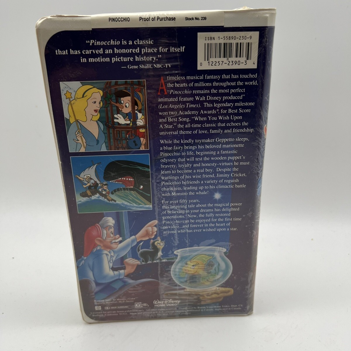 Pinocchio (VHS, 1993) Walt Disney Masterpiece Special Edition #239