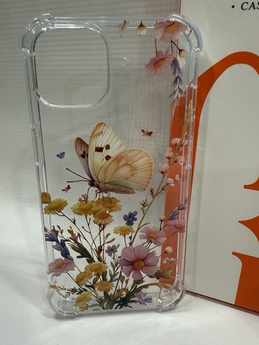 GVIEWIN Designed for iPhone 13 / Pro Case 6.1 Inch, Clear Flower Butterfly Soft