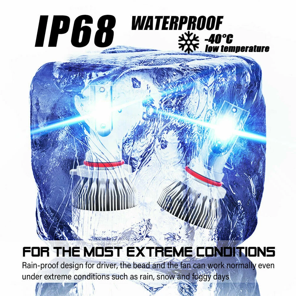 Kit de faros LED de haz alto/bajo 4 bombillas para Chevy Caprice 1987-1990 9005 9006 8000K Foto 2 de 4