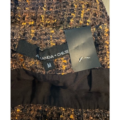 AMANDA + CHELSEA $98 Modern Fit Brown Gold Tweed Like Pencil Skirt - Picture 5 of 8