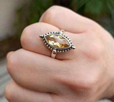 Natural Citrine Gemstone Ring-925 Sterling Silver-Statement Ring-Women Ring-Gift