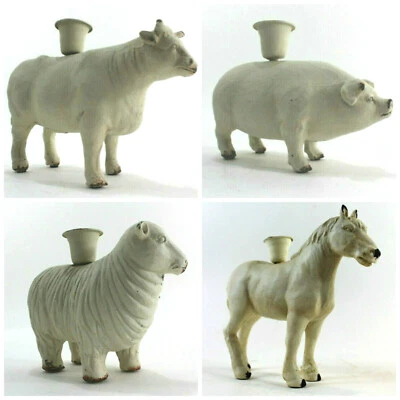 Kerzenleuchter Schwein Kuh Schaf Pferd creme Kerzenhalter Landhaus Shabby Tiere - Bild 1 von 3