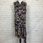 Equipment Tira Silk Shift Asymmetrical Dress Size M Eclipse Multi Floral Black