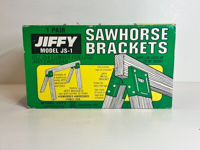 Vintage Jiffy Model JS-1 2x4 Sawhorse Brackets 1 Set Quickly Assemble New