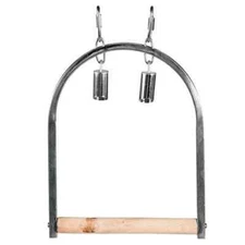 Stainless Steel Swing with Natural Wood Perch: Medium Parrot Swing, Bird Swing