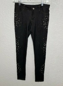 Urban Groove Rhinestone Dance Pants Jeggings Sz LC Denim Blue AH3558 Hip Hop Tap