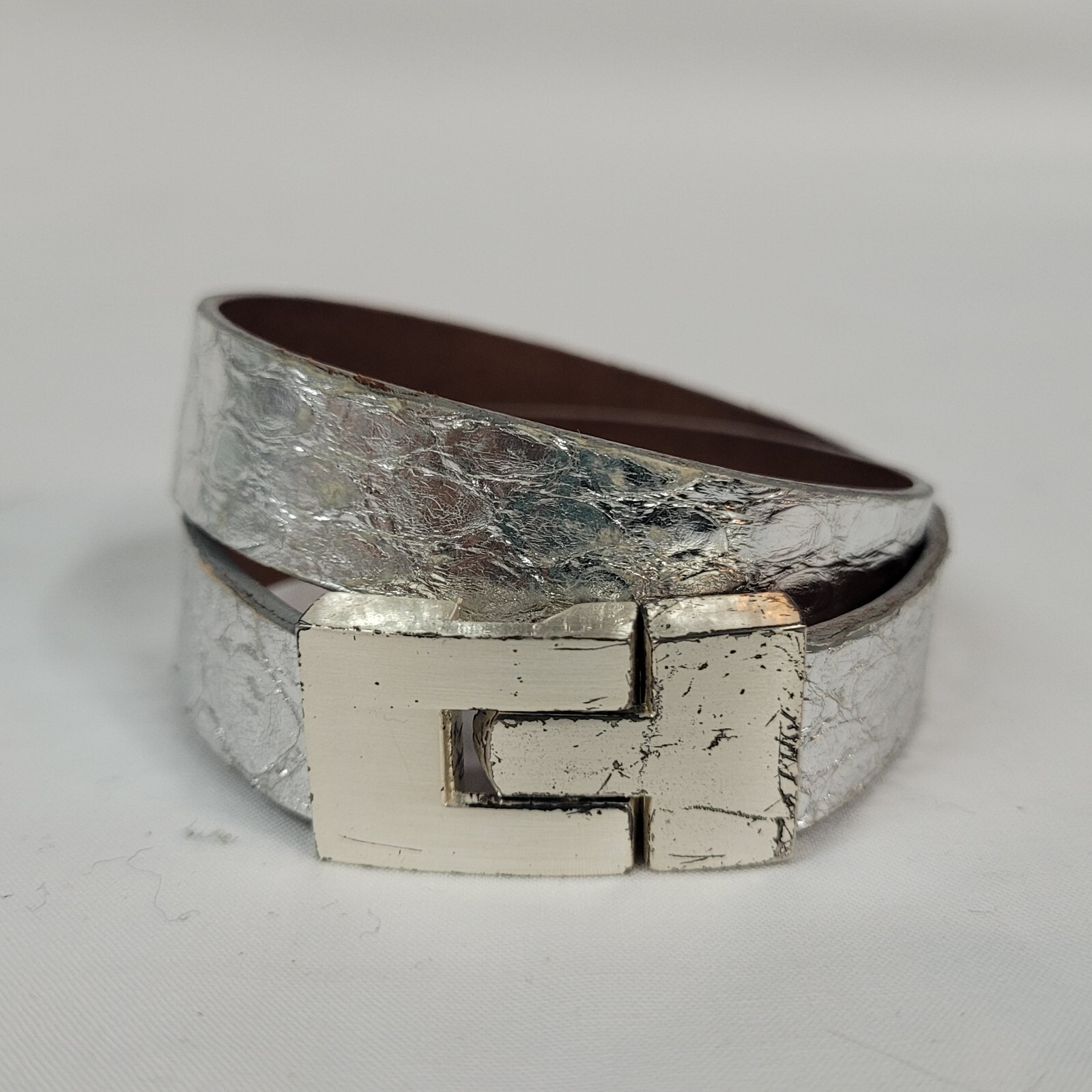 LEIGHELENA Silver GENUINE PYTHON Wrap Bracelet Do… - image 1