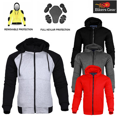 Herren Motorrad Jacke Kapuze Ce Schutz Armour kevlar Gefüttert Fleece