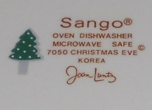Set (4) Sango CRISTMAS EVE PATTERN Dinner Plates - Picture 7 of 8