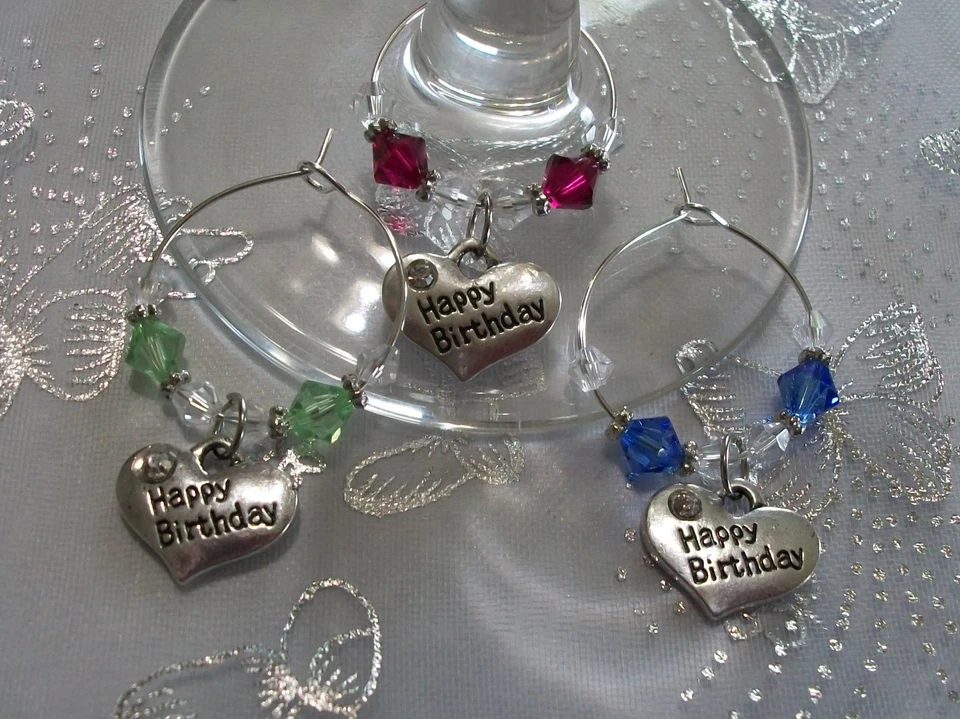 Swarovski® Crystal Birthstone Happy Birthday Wine Charm/Choice of Color - Image 4 of 4