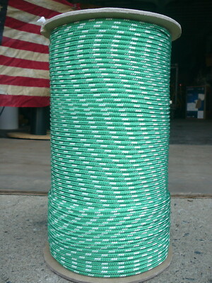NovaTech 5/16” X 100’ Double Braided Sailboat Rigging Rope – Green/White – Halyard & Sheet Line