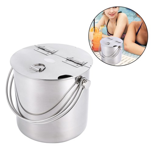 1pc Stainless Steel Ice Bucket with Portable Handle and Lid for Home Bar - Picture 10 of 12