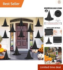 Black Witch Hat Set with 328 FT Cord - Perfect for Halloween Celebrations