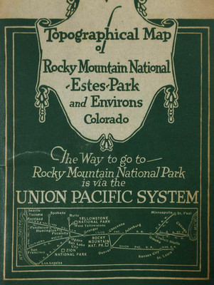 Union Pacific Railroad Topographical Map Colorado Rocky Mountain Estes Park 1921
