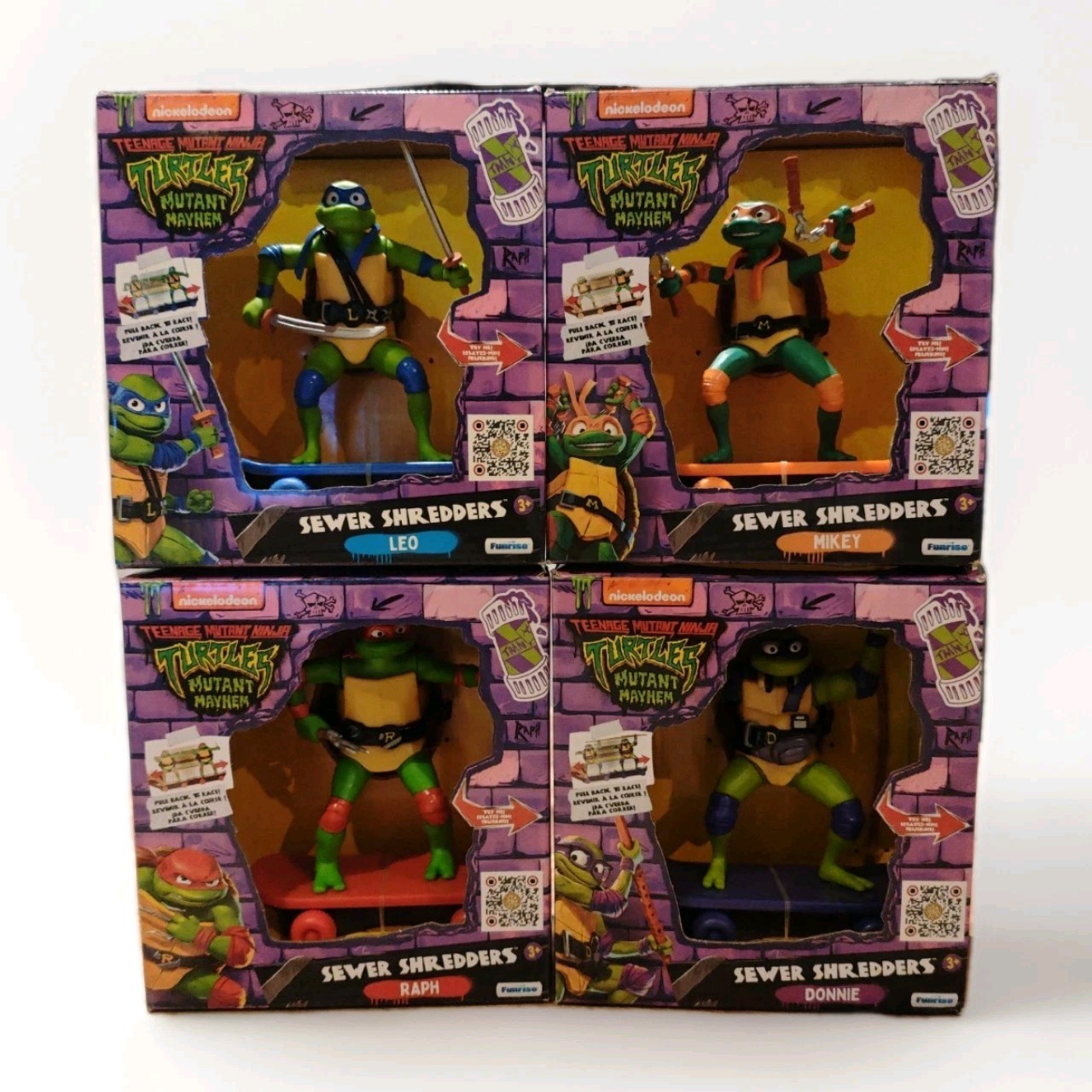 Figurines Tortue Ninja Skateboard, Lot de 4 Statuettes TMNT pour Décorer une Chambre d'Enfant