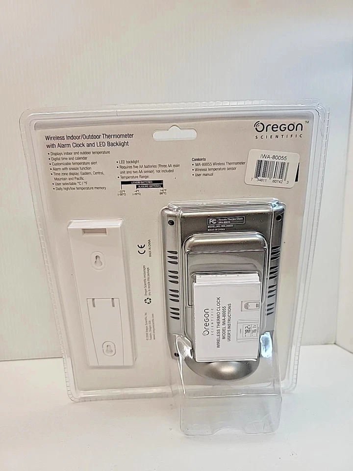 Reloj despertador inalámbrico OREGON Scientific iwa-80055 temperatura interior/exterior NUEVO Foto 2 de 2