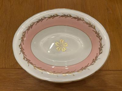Vintage Foley Fine Bone China ovale Servierschale rosa und gold vergoldet