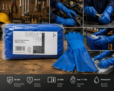 Marigold Multi Plus 40 Chemical Resistance Glove Size 11 XXL 60 Pairs / Case New