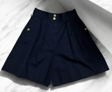 CHANEL Vintage Authentic Women's Culotte Pants Skirt Short Pants Navy Coco Logo