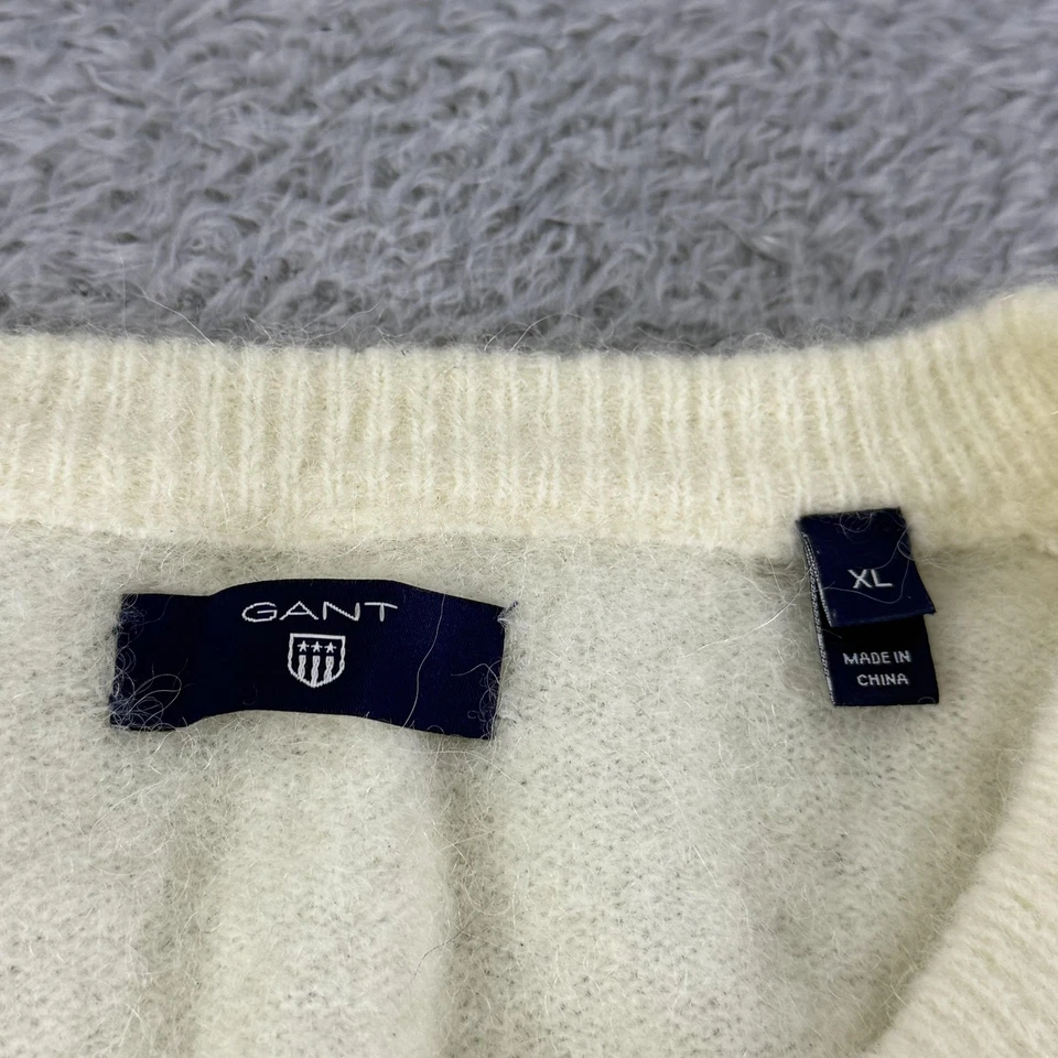 GANT Sweater Womens XL Ivory Alpaca Wool Blend Cardigan Button Front Crewneck - Image 2 of 4