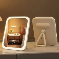 LED Smart Makeup Mirror w/ Light Small Desktop Mirror for Bedroom Dorm Dressing