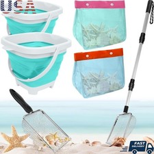 Beach Treasure Hunt Kit 6PC Durable Shell Sifter Scoop Filter Bags Buckets New