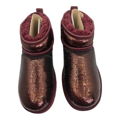NWOT UGG Women s Classic Ultra Mini Ball Glitter Sparkle Shearling Booties Sz 7