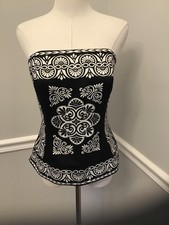 White House Black Market Geometrical Black White Corset Bustier, Sz 8- NWT