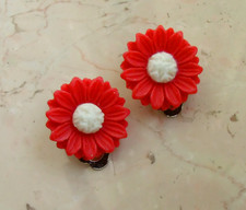 Ohrclips Bellis Blüte rot weiß Retro Look Vintage Style 50er 60er Rockabella süß