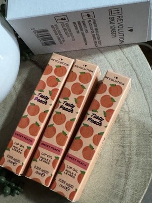 3x -Revolution Tasty Peach Lip Oil SWEET PEACH New Box Sealed