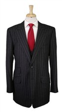 Steve Harvey Custom Made Suit Charcoal Gray Chalkstripe Flannel 3-Piece Suit 