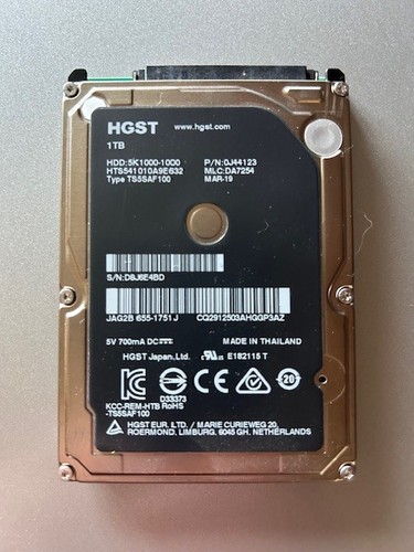 1TB HDD Apple HGST iMac Mac Mini MacBook 2,5" SATA HTS541010A9E632