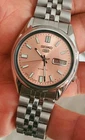 Vintage Seiko 5  Automatic Watch Pink dial 7009  Day/Date @Japan