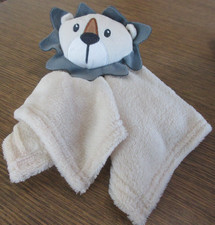 Snuggle Embroidered Lion Head Plush Lovey Security Blanket 15" Square Soft New