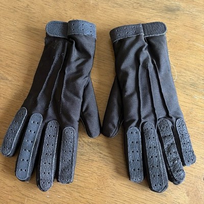 Vintage Thinsulate Lined Driving Gloves Leather Patch Trim Brown Womens One Size