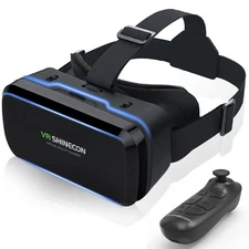 VR Headset for Smartphones 4.7-6" with Bluetooth Controller, HD Lenses, Adjus...